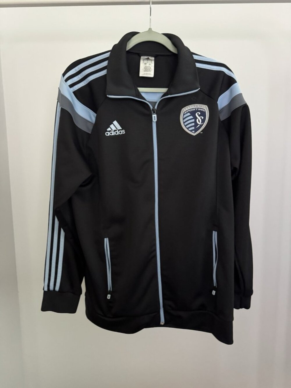 Adidas Sporting Kansas City MLS Track Jacket Men's Large Black Blue